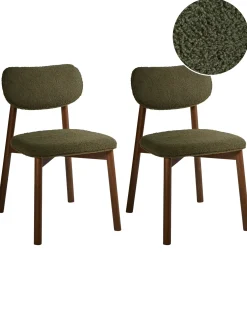 Sæt med 2 spisebordsstole MILLS Boucle Brun / Grøn