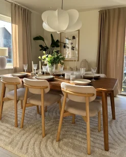 Sæt med 2 spisebordsstole MILLS Boucle Lysebrun/lys beige
