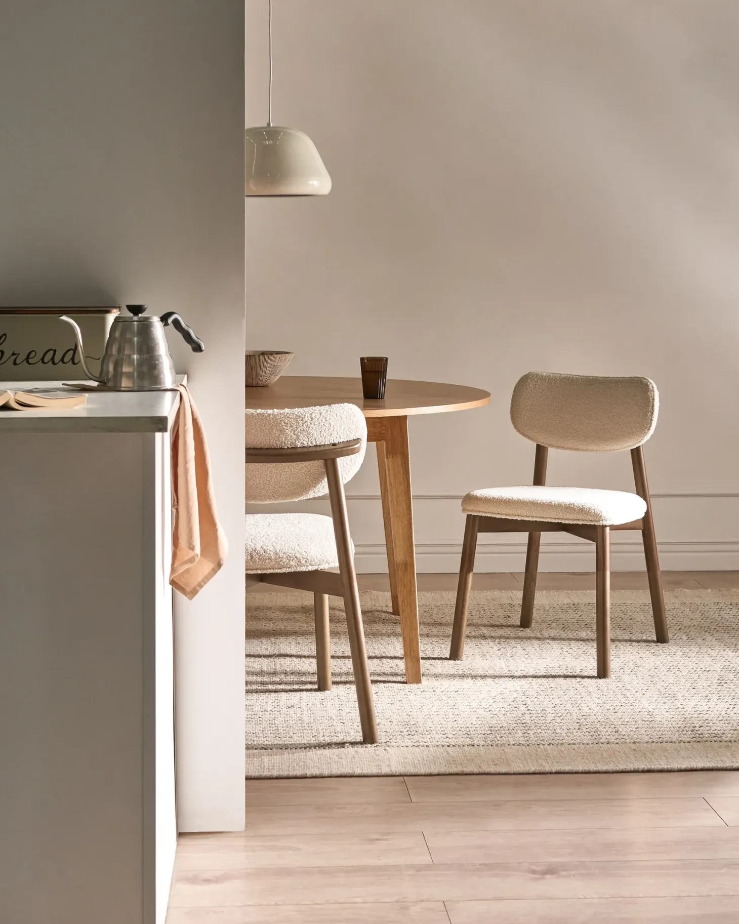 Sæt med 2 spisebordsstole MILLS Boucle Brun/lys beige