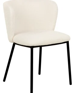 Sæt med 2 spisebordsstole MINA Boucle Cremehvid