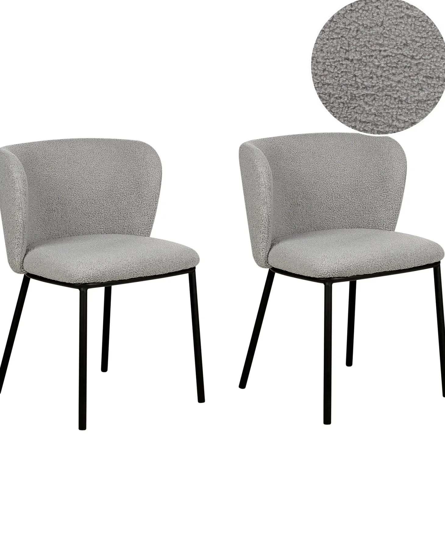 Sæt med 2 spisebordsstole MINA Boucle Grå