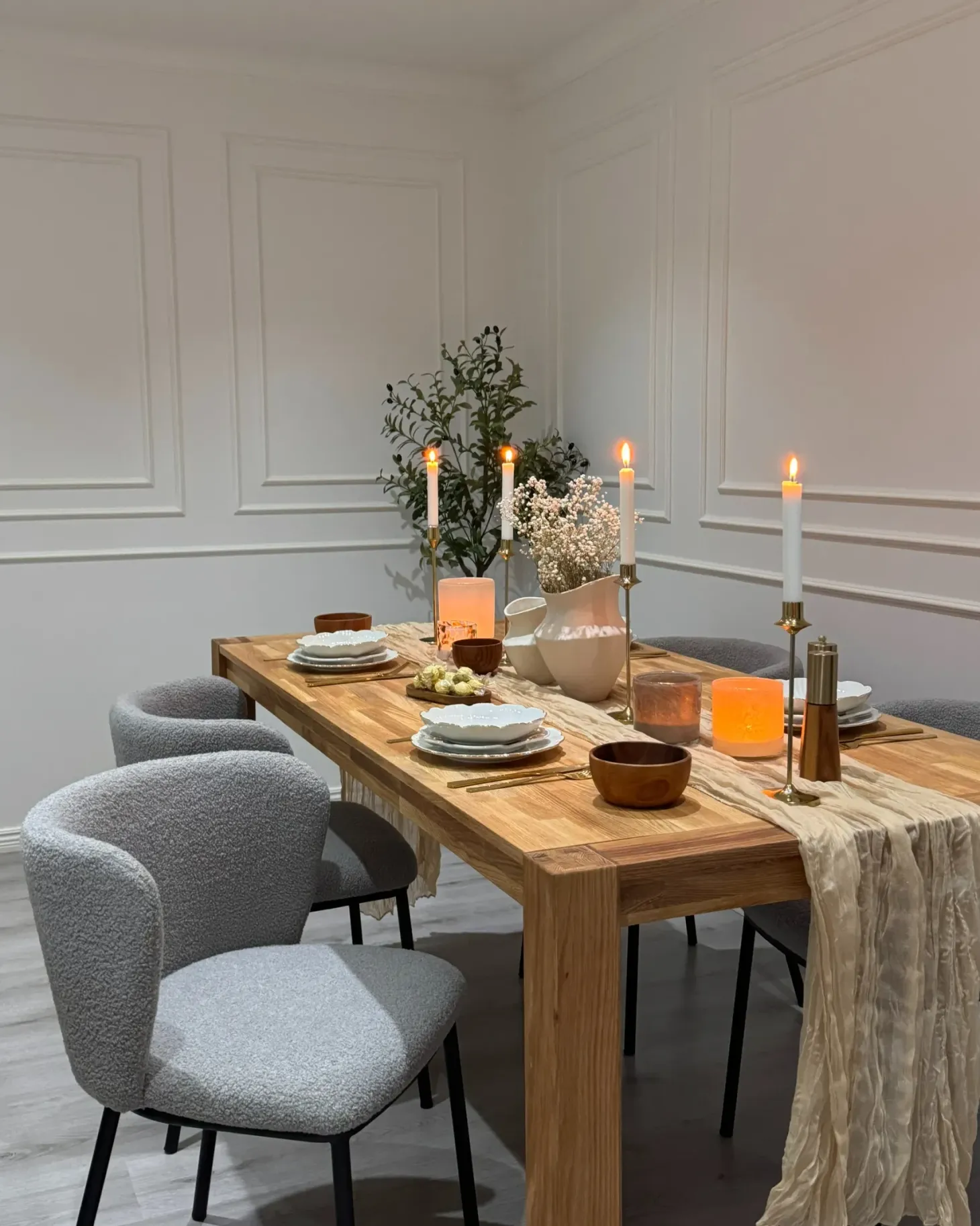 Sæt med 2 spisebordsstole MINA Boucle Grå