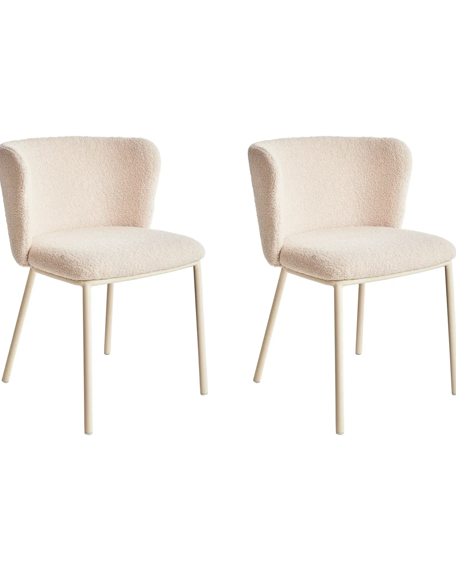 Sæt med 2 spisebordsstole MINA II Boucle Lys Beige