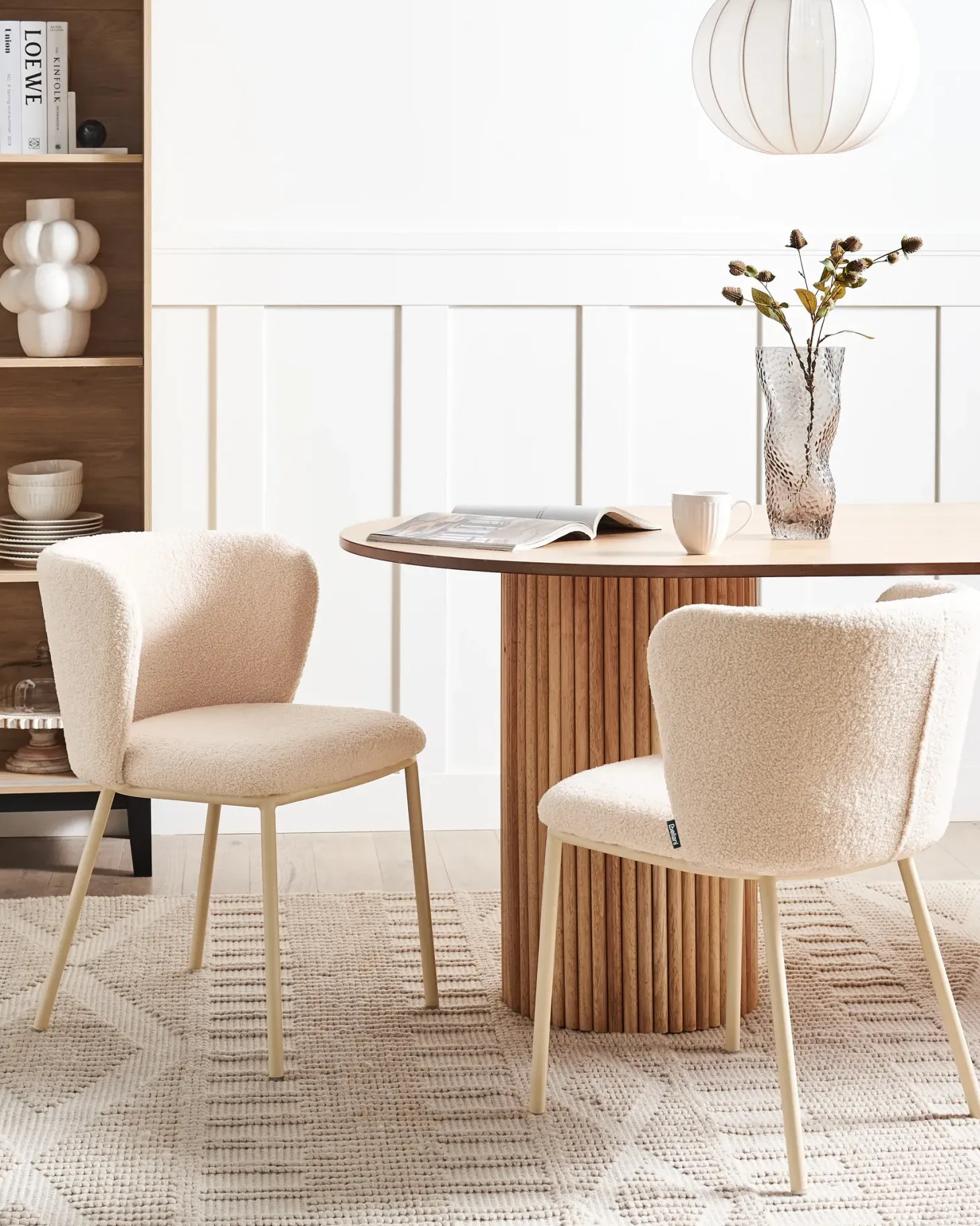 Sæt med 2 spisebordsstole MINA II Boucle Lys Beige