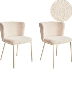 Sæt med 2 spisebordsstole MINA II Boucle Lys Beige