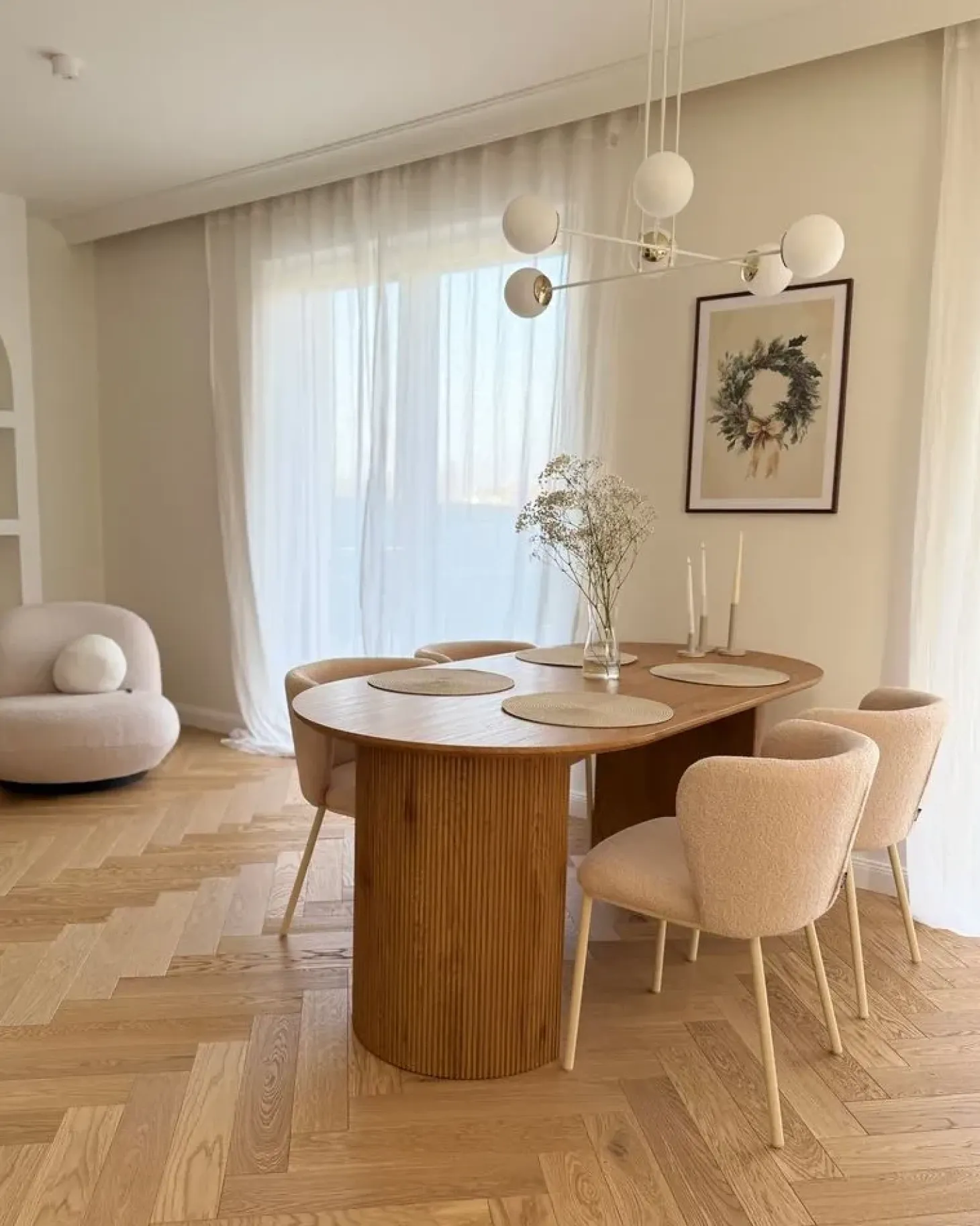 Sæt med 2 spisebordsstole MINA II Boucle Lys Beige