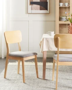 Sæt med 2 spisebordsstole MINIER Træ Lysebrun/grå