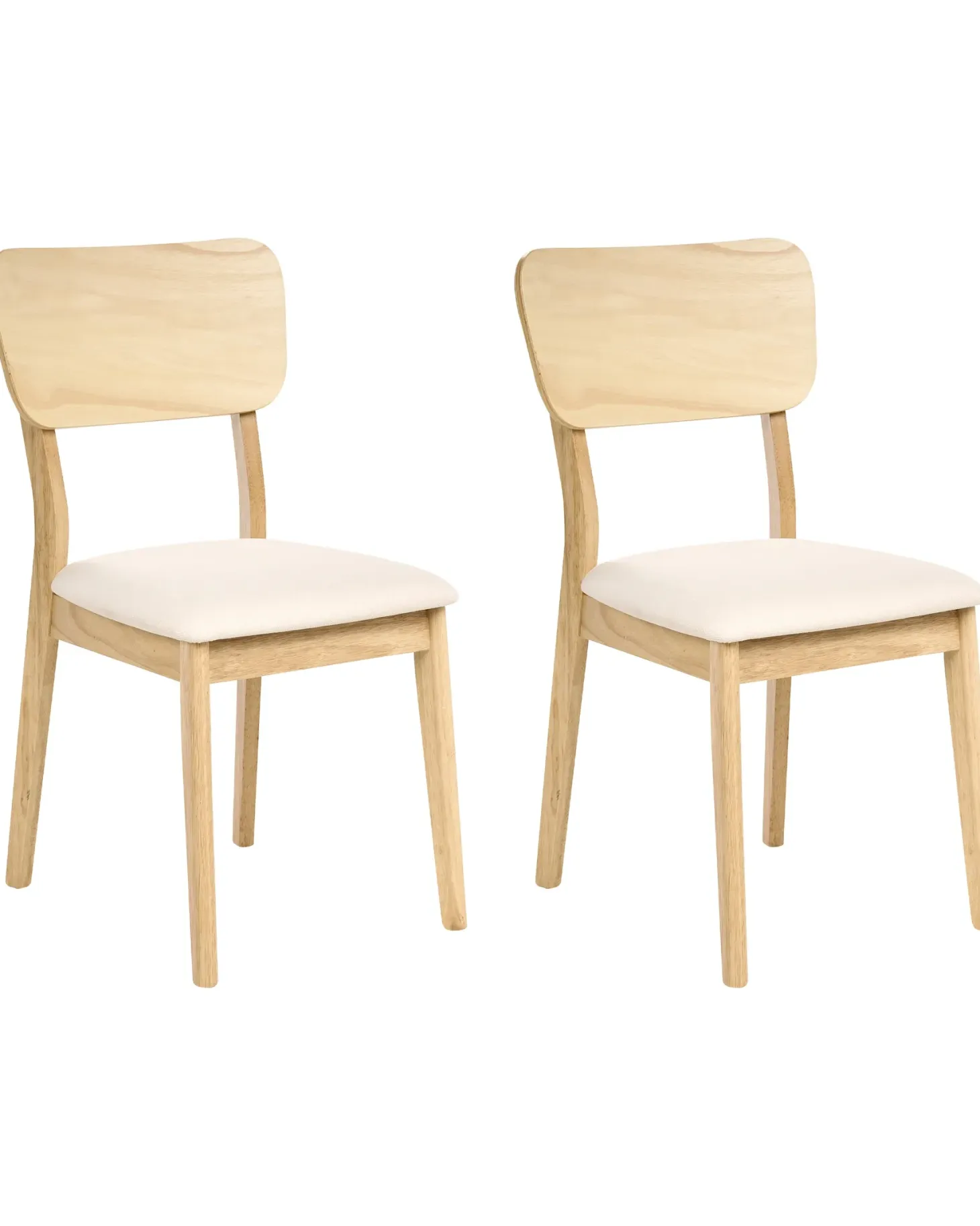 Sæt med 2 spisebordsstole MINIER Træ Lysebrun/beige