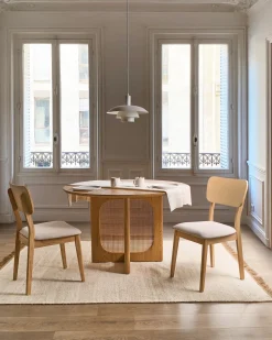 Sæt med 2 spisebordsstole MINIER Træ Lysebrun/beige