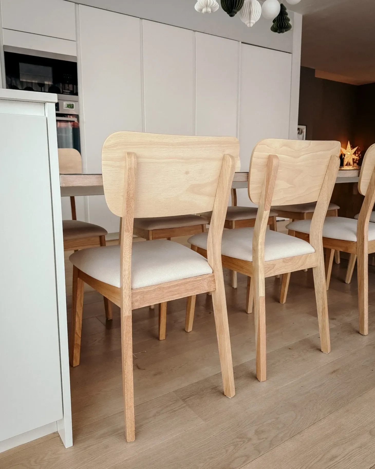 Sæt med 2 spisebordsstole MINIER Træ Lysebrun/beige
