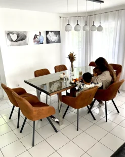 Sæt med 2 spisebordsstole MONEE Guldbrun