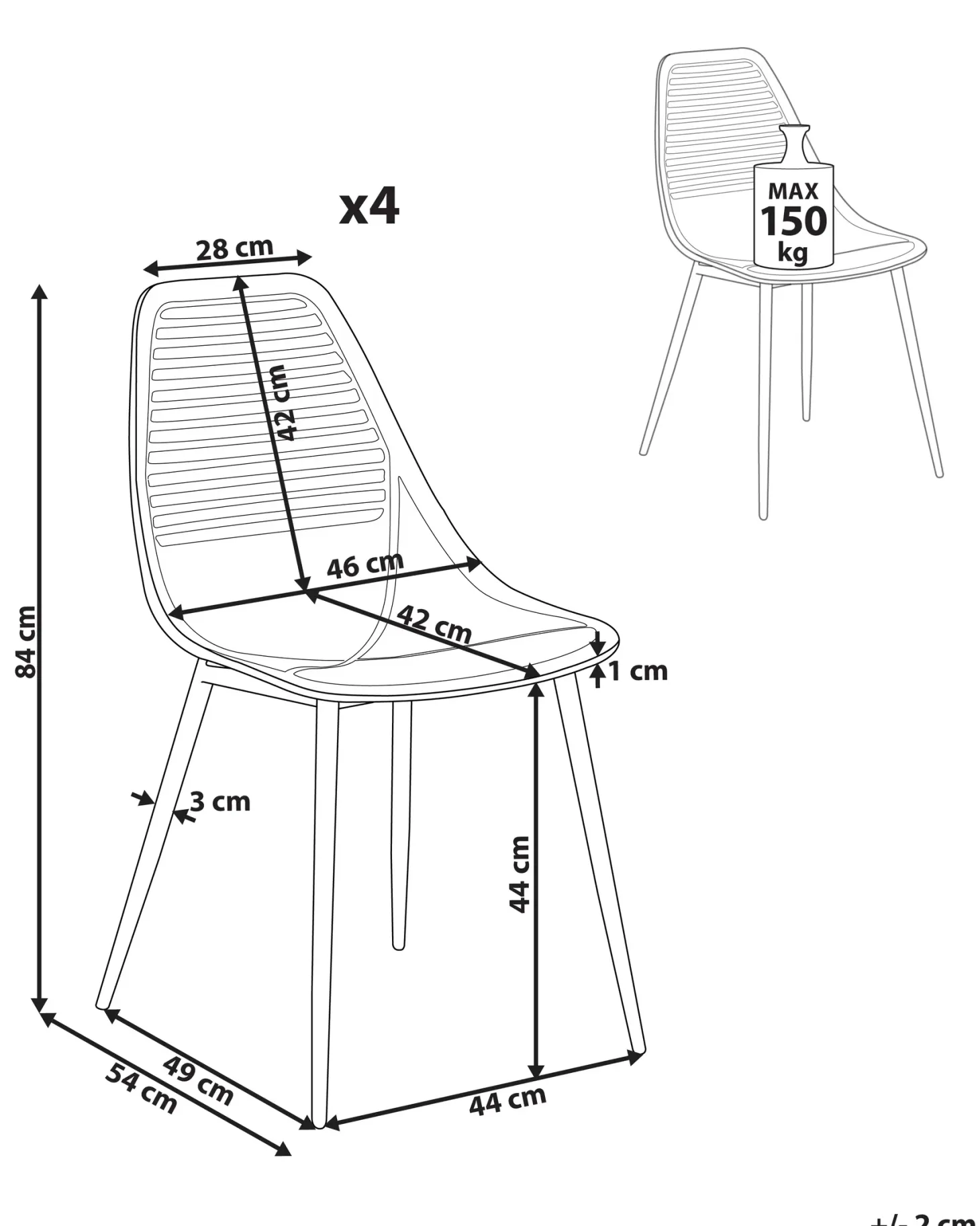 Sæt med 4 spisebordsstole MONTELLO Beige