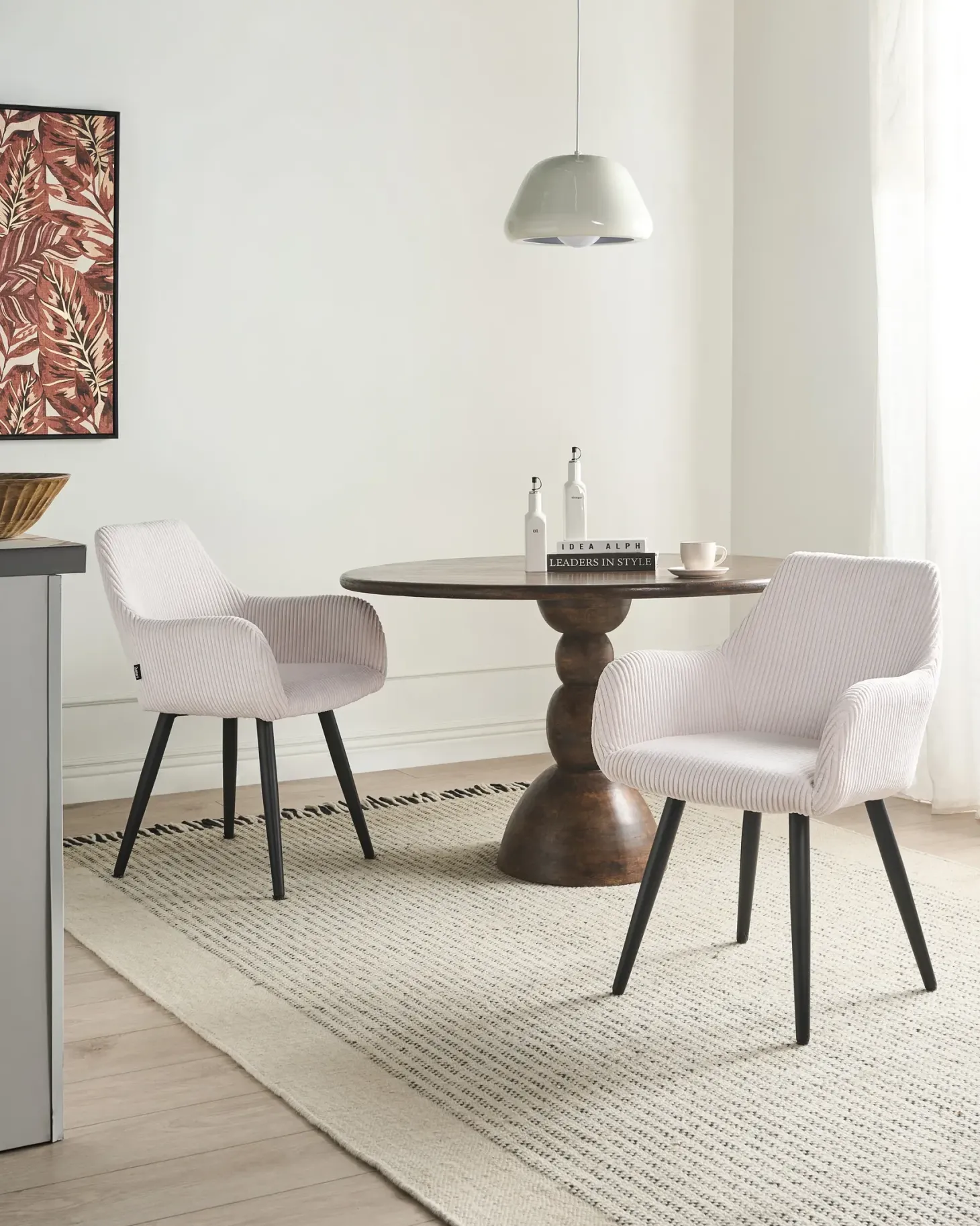 Sæt med 2 spisebordsstole MORI Fløjl Lys Beige