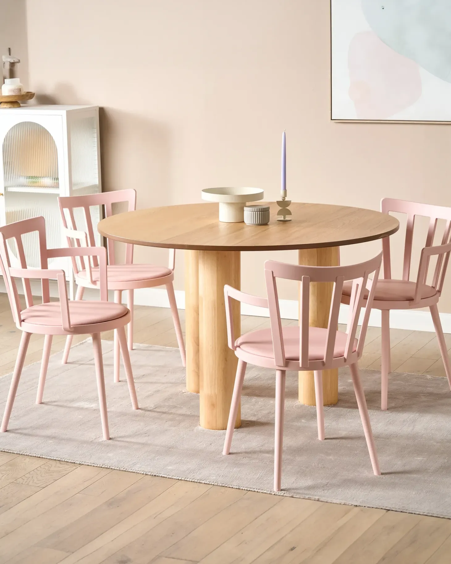 Sæt med 4 spisebordsstole MORILL Pastellrosa