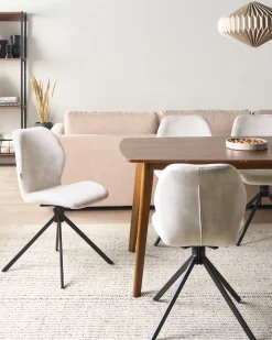 Sæt med 4 spisebordsstole MORRISON Velour Lys Beige