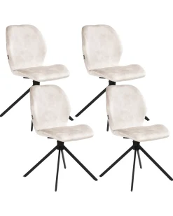 Sæt med 4 spisebordsstole MORRISON Velour Lys Beige