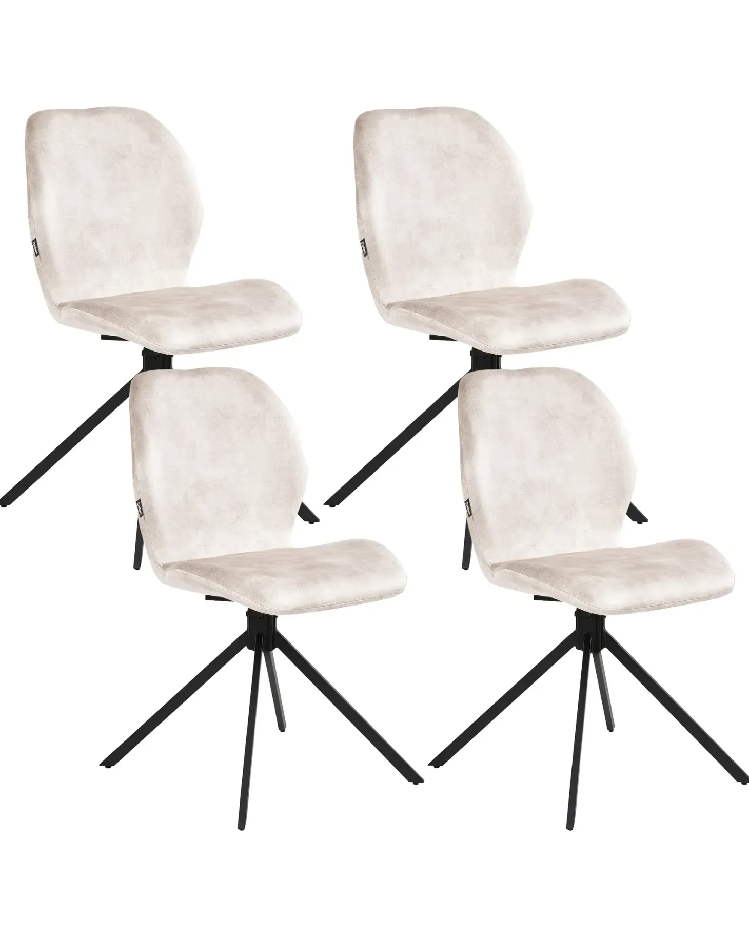 Sæt med 4 spisebordsstole MORRISON Velour Lys Beige