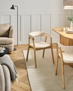 Sæt med 2 spisebordsstole MYLO Lysebrun/råhvid
