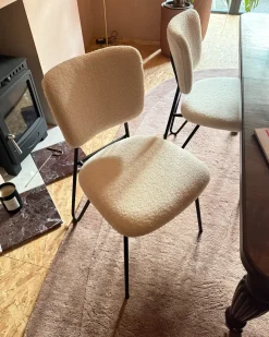 Sæt med 2 spisebordsstole NELKO Boucle Cremehvid