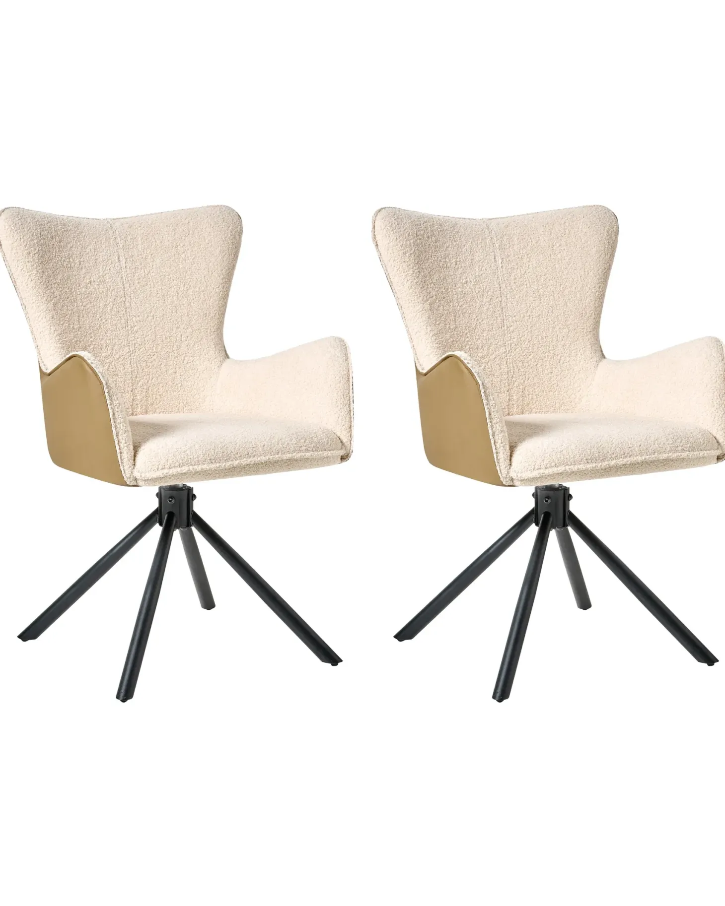 Sæt med 2 spisebordsstole NOVI Boucle Lys Beige
