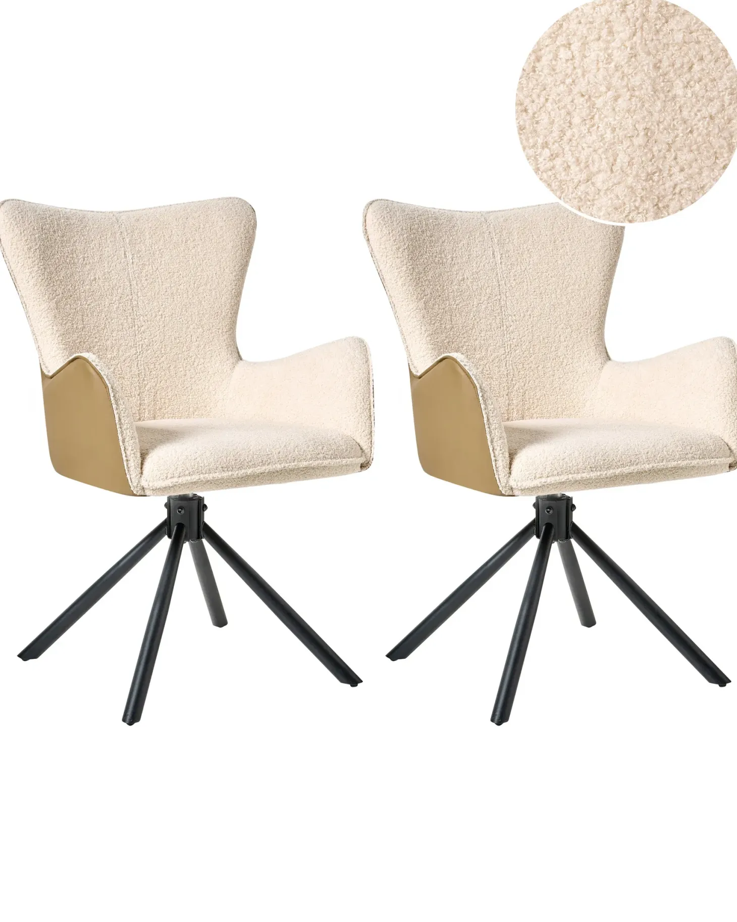 Sæt med 2 spisebordsstole NOVI Boucle Lys Beige