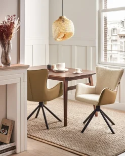 Sæt med 2 spisebordsstole NOVI Boucle Lys Beige