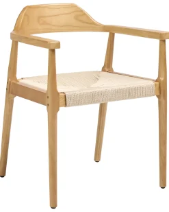 Sæt med 2 spisebordsstole OAKDALE Træ Lysebrun/beige