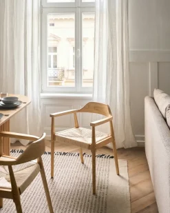 Sæt med 2 spisebordsstole OAKDALE Træ Lysebrun/beige