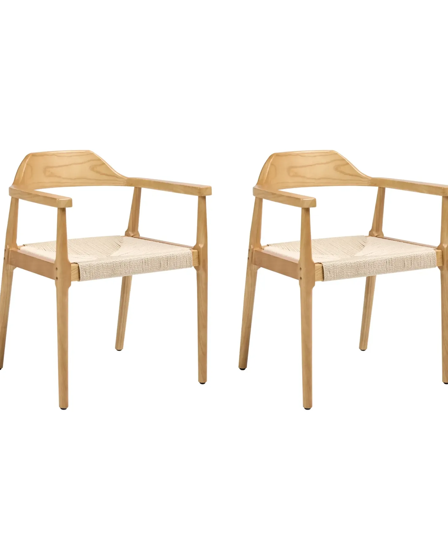 Sæt med 2 spisebordsstole OAKDALE Træ Lysebrun/beige