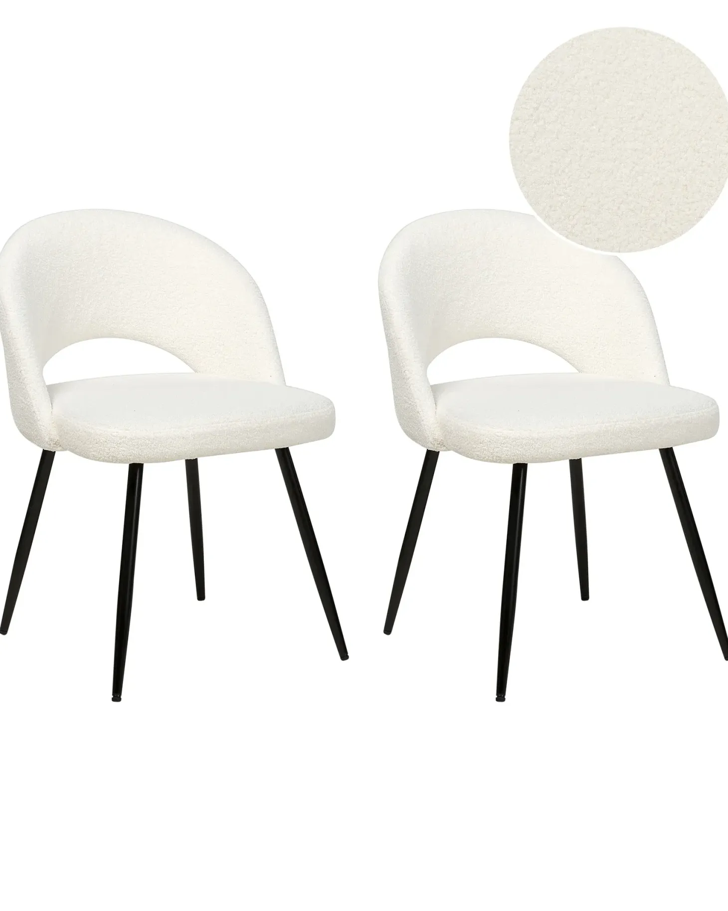 Sæt med 2 spisebordsstole ONAGA Boucle Hvid