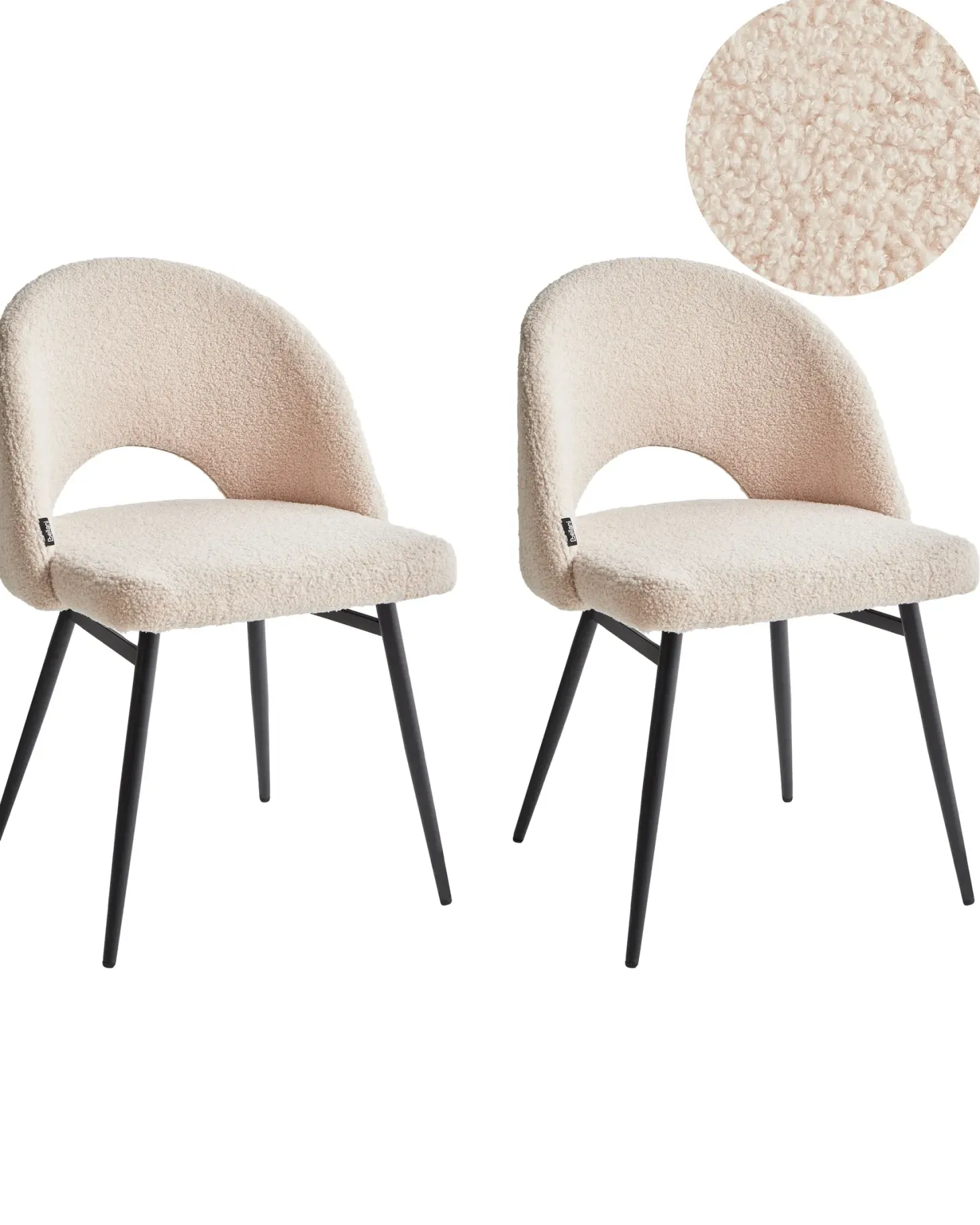 Sæt med 2 spisebordsstole ONAGA Boucle Beige