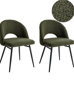 Sæt med 2 spisebordsstole ONAGA Boucle Mørkegrøn