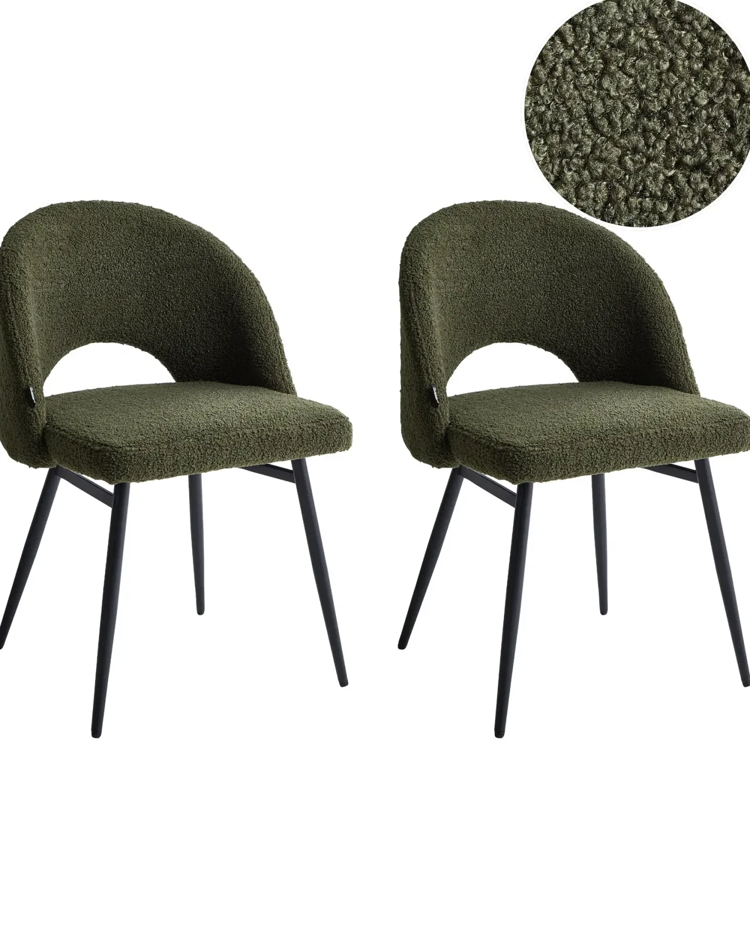 Sæt med 2 spisebordsstole ONAGA Boucle Mørkegrøn