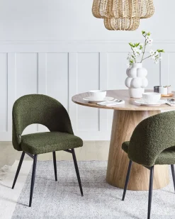 Sæt med 2 spisebordsstole ONAGA Boucle Mørkegrøn