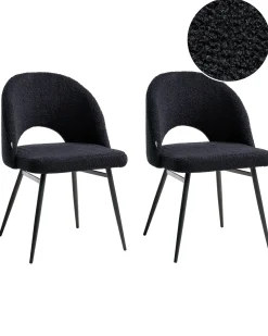 Sæt med 2 spisebordsstole ONAGA Boucle Sort