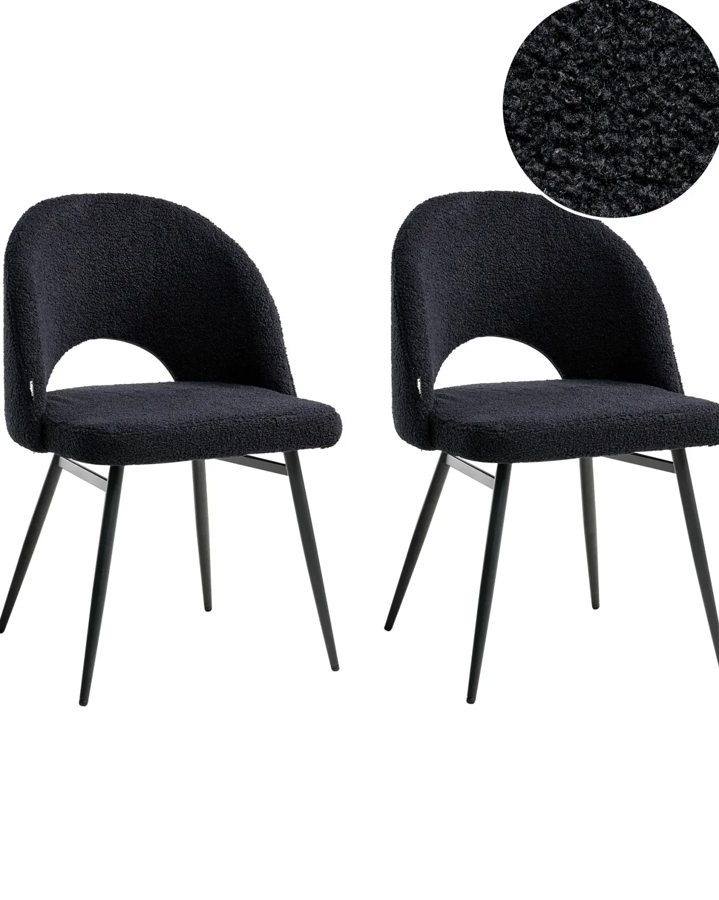Sæt med 2 spisebordsstole ONAGA Boucle Sort