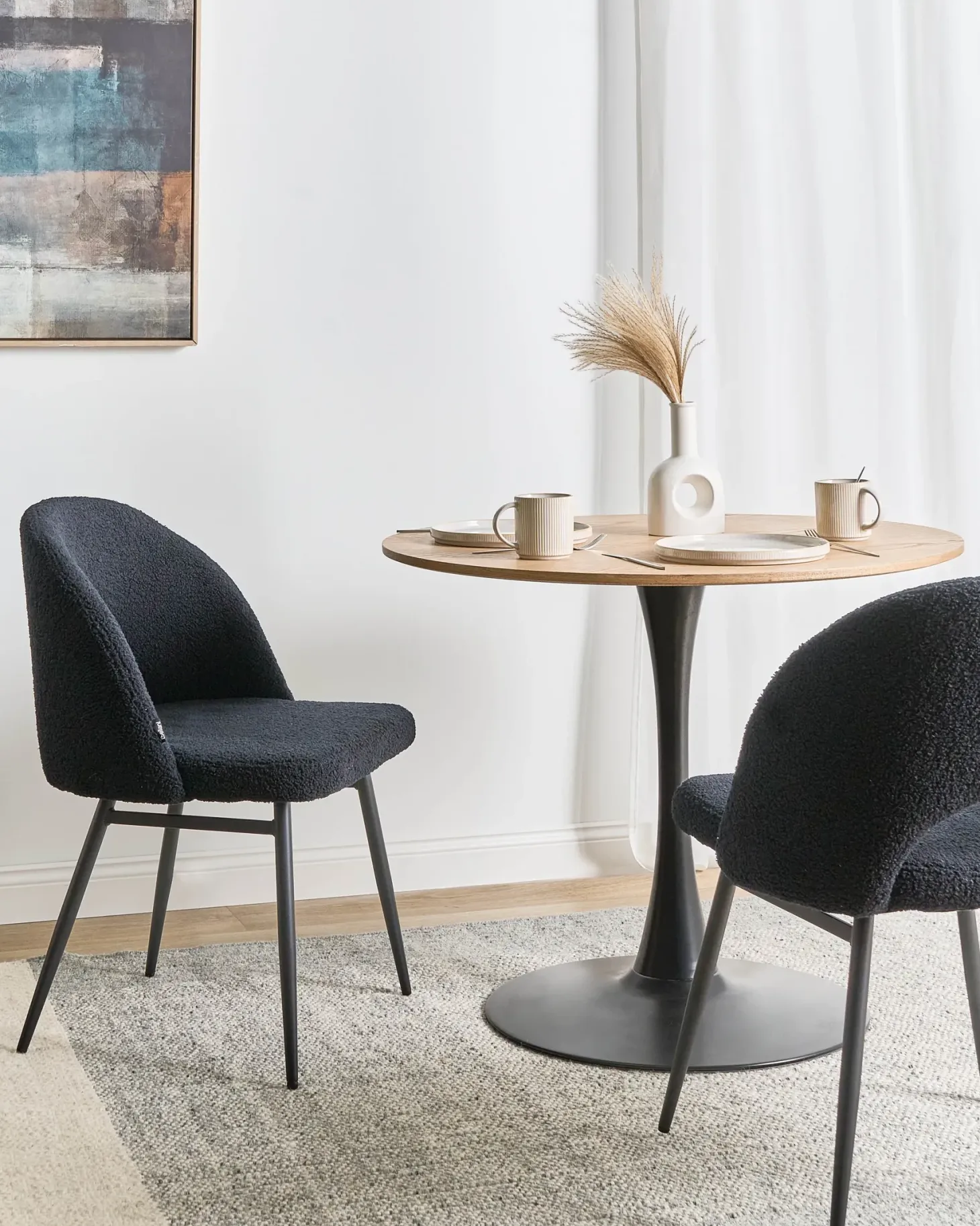 Sæt med 2 spisebordsstole ONAGA Boucle Sort