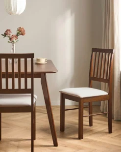 Sæt med 2 spisebordsstole ORONO Træ Mørkebrun/lys beige