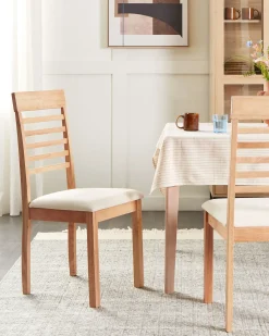 Sæt med 2 spisebordsstole ORTLEY Træ Lysebrun/beige