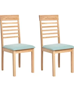 Sæt med 2 spisebordsstole ORTLEY Træ Lysebrun/ Mint