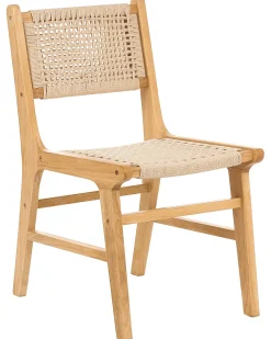 Sæt med 2 spisebordsstole OZELLA Træ Lysebrun/beige