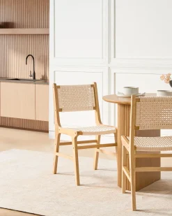 Sæt med 2 spisebordsstole OZELLA Træ Lysebrun/beige