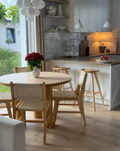 Sæt med 2 spisebordsstole OZELLA Træ Lysebrun/beige
