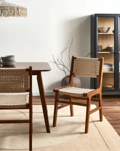 Sæt med 2 spisebordsstole OZELLA Træ Brun/beige