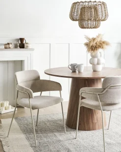 Sæt med 2 spisebordsstole PAONIA Chenille Lys Beige