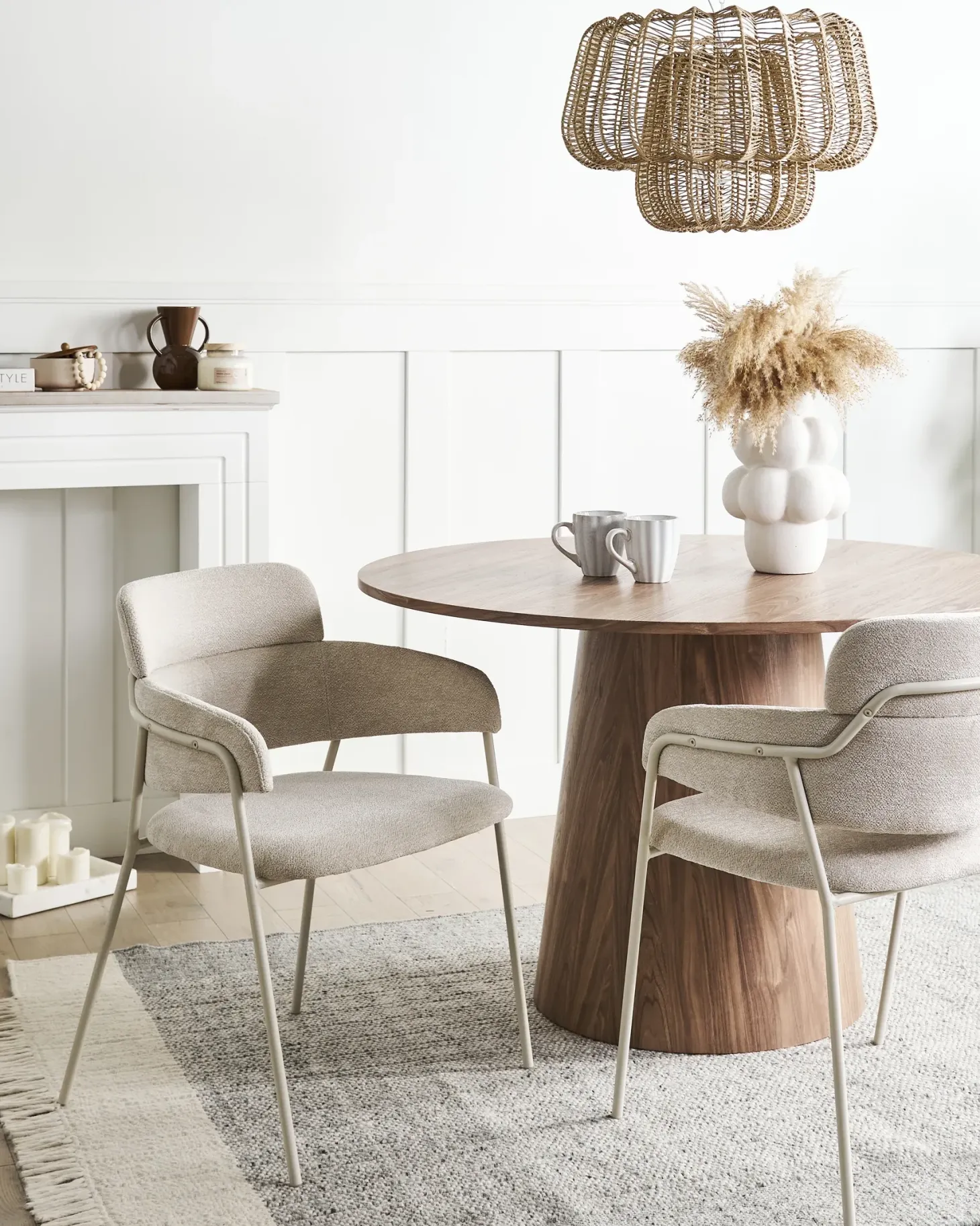 Sæt med 2 spisebordsstole PAONIA Chenille Lys Beige