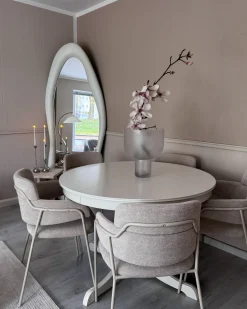 Sæt med 2 spisebordsstole PAONIA Chenille Lys Beige