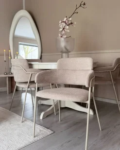 Sæt med 2 spisebordsstole PAONIA Chenille Lys Beige