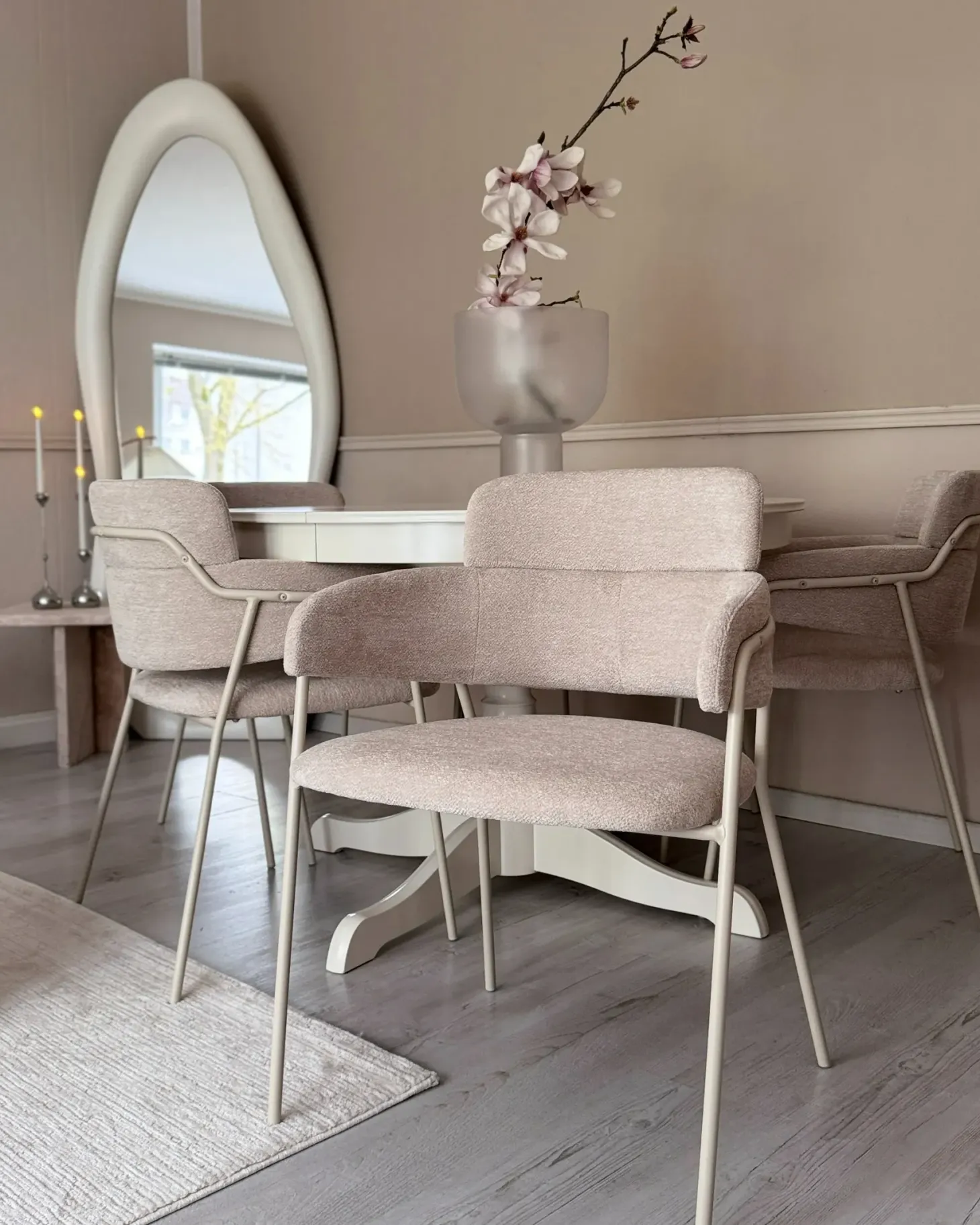 Sæt med 2 spisebordsstole PAONIA Chenille Lys Beige