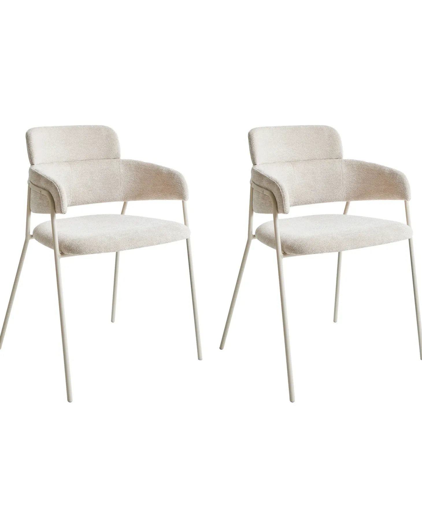 Sæt med 2 spisebordsstole PAONIA Chenille Lys Beige
